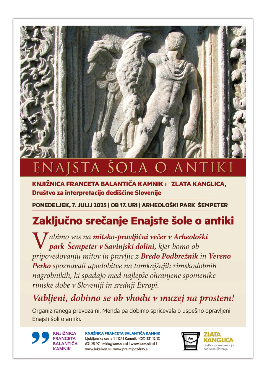 Vabilo na zaključni srečanje Enajste šole o antiki.